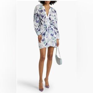 IRO Paris Odine Dress Green/Purple size 36 4 NWT 53% Viscose 47% Silk pleated